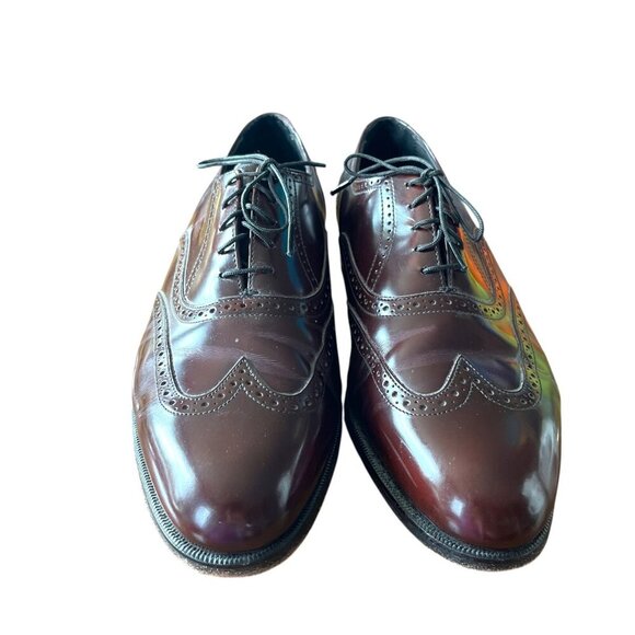 Florsheim Leather Wingtip Oxford Dress Shoes Burgundy Lace Up Men's Size 9 - Picture 2 of 10